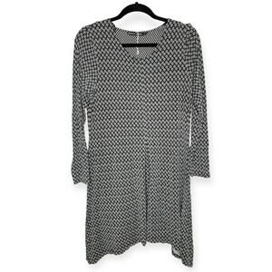 Gudrun Sjoden black and gray tiny floral long sleeves comfy dress women's sz L